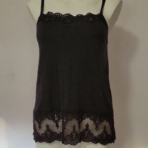 Dark Grey Lace Trim Cami Top